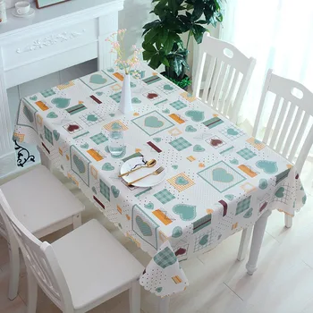 

Print Love Table Cover PVC Geometric Tablecloths Waterproof Decor Dining Coffee Table Home Banquet Dustproof Background Cloth