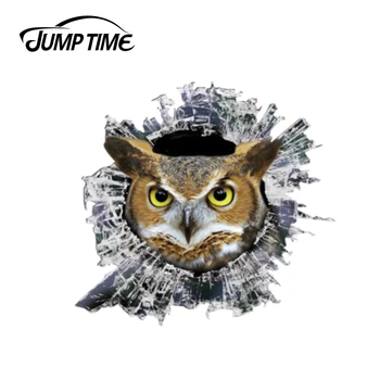 

Jump Time 13cm x 12.2cm 3D Owl window sticker Glass Slag Decal Reflective Stickers Waterproof Car Styling Bird Decals