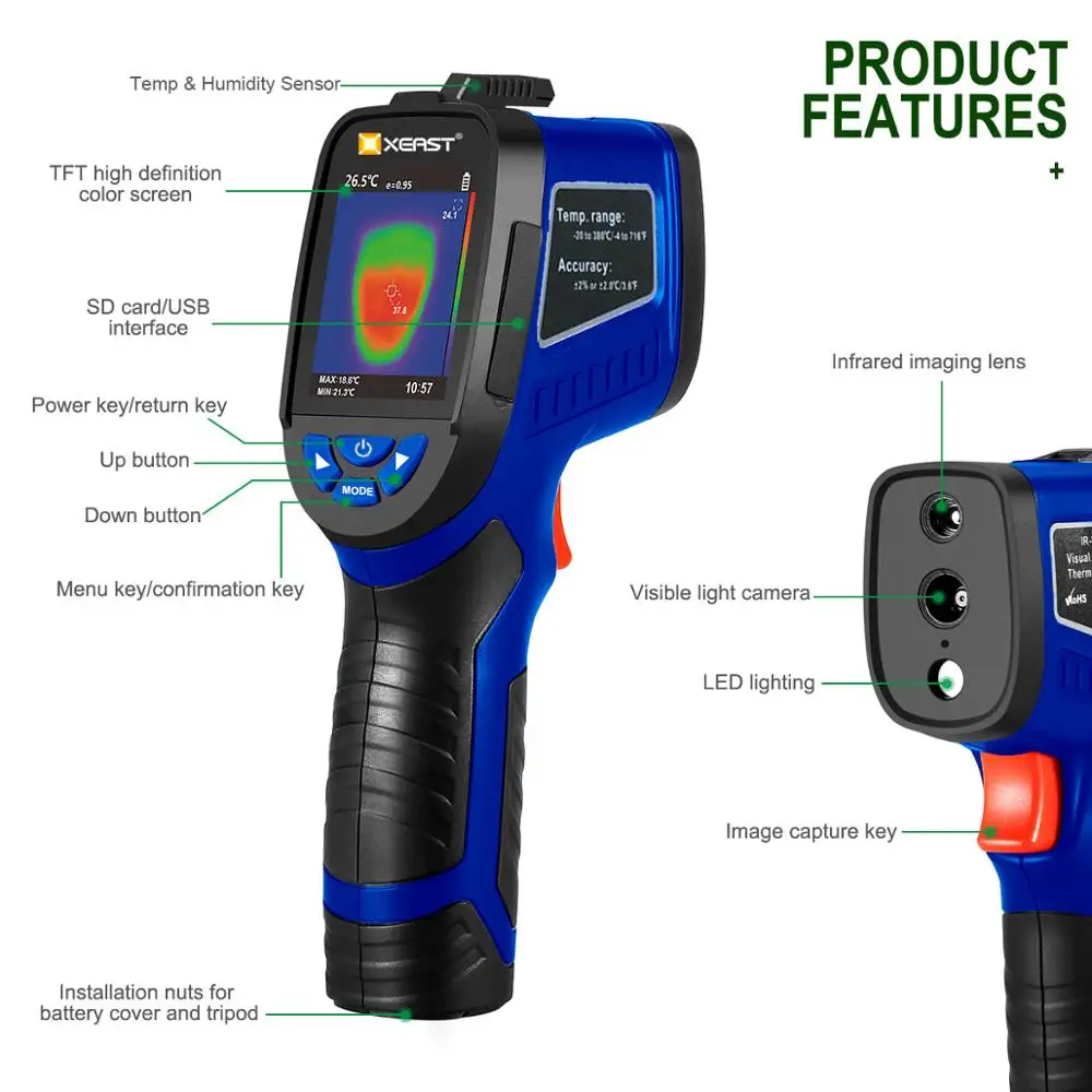 

XEAST New Released Thermal Imager with wireless Humidity Probe Visualize Mould Danger Detector XE-27