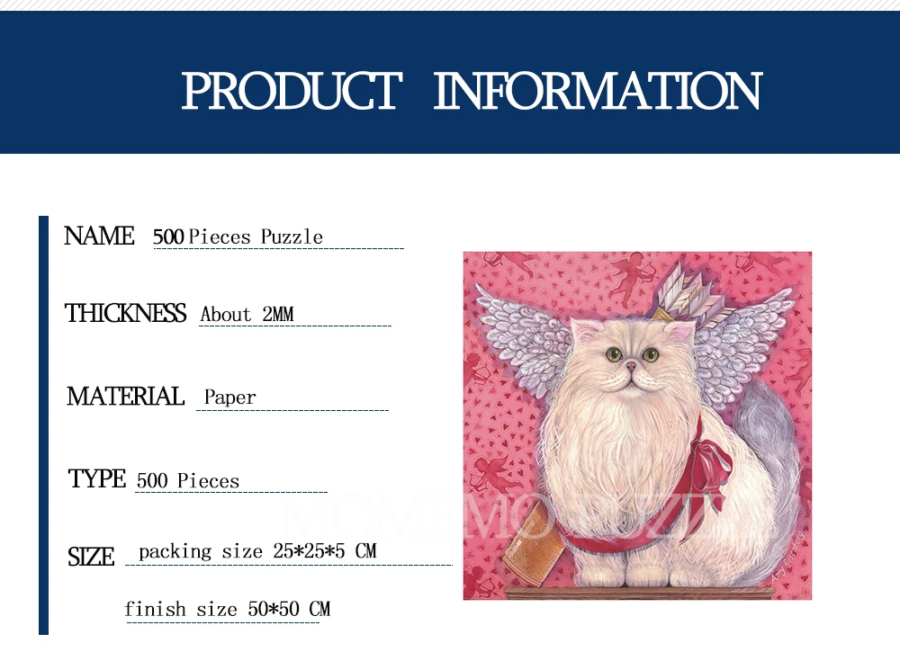 MOMEMO Cupid Cat Пазлы для взрослых Белый Картон головоломка 500 игрушки с деталями Красивая живопись Пазлы подарки для любимых