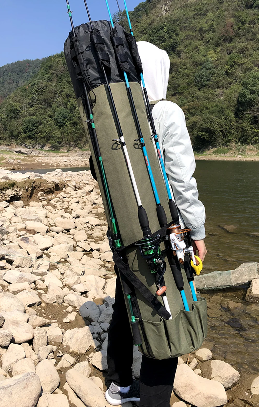 Vara de Pesca ao ar Vara de Pesca Ghotda Multifuncional Verde Preto Livre Dupla Isca Case Bolsa - 10 Cheap Bolsas de pesca