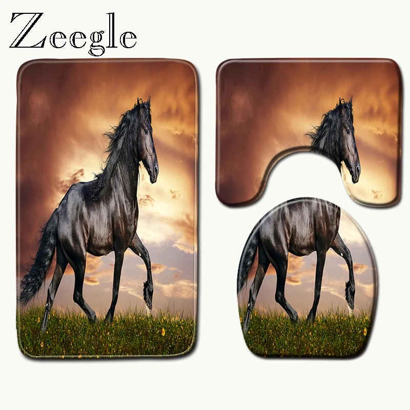 Zeegle 3D Печатный Набор ковриков в ванную Противоскользящий коврик для пола водопоглощающий коврик для ванной комнаты коврик для душа коврик для ванной