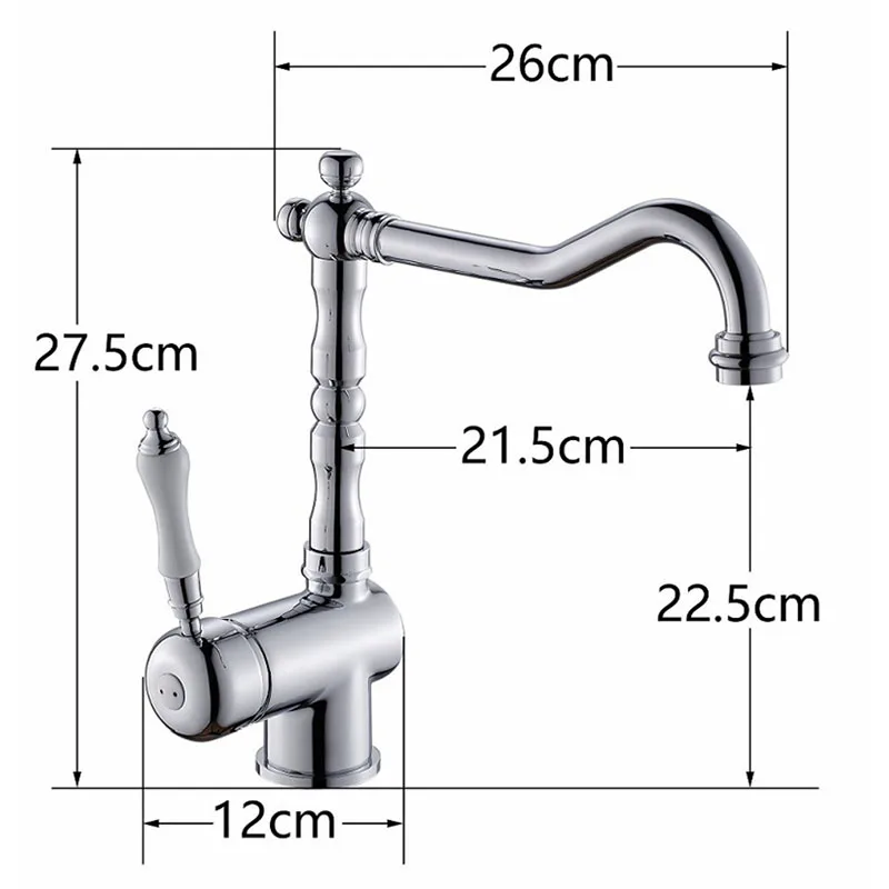 European Kitchen Faucet Plating Double Handle Faucet 360° Rotating Sink Hot And Cold Water Faucet