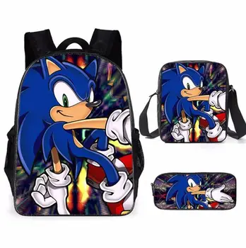 

3pcs sets Cartoon Super Mario Bros Sonic Kids Backpack Kindergarten School Bag Children Printing Backpack Girls Boys Mochila