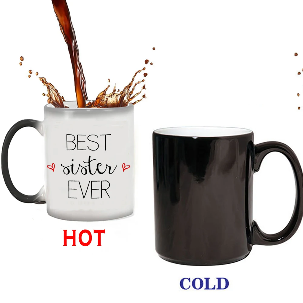 Best Sister Ever Coffee Mug 11oz Creative Ceramic Magic Changing Color Suprise Gift for Your Sisters or Friends | Дом и сад