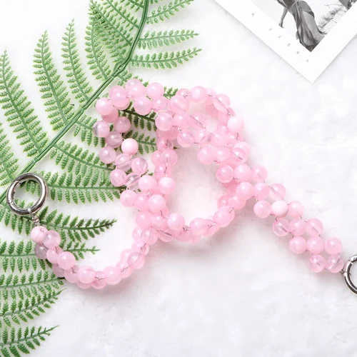 pink 60 см 120 СМ Сумочка, расшитая бисером ремешок Женская Ручная тканая многоцветная сумка на плечо с бисером на ремне для сумок кошелек на цепочке - Цвет: pink