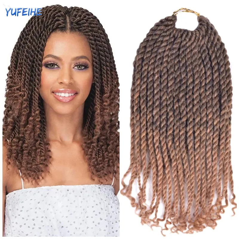

Ombre Synthetic Braiding Hair 10Inches Curly Senegalese Twist Braid Crochet Braids Hair Extensions Curl End For Women For Kids