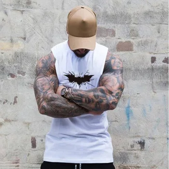 

Men Sleeveless elasticity Cotton Solid Gym Men Stringer Tank Top Bodybuilding Fitness Singlets Muscle Vest Tee basketball jersey