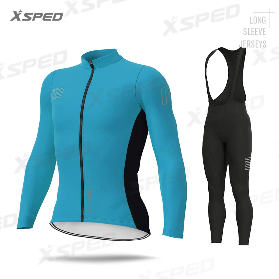 Bib Cycling Set Весна Осень Одежда для велоспорта с длинным рукавом Джерси Наборы Pro Team ALEING мужские MTB униформа Одежда для шоссейного велосипеда одежда для улицы быстросохнущая - Цвет: Bib Cycling Set