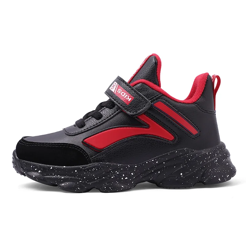Black Red HOBIBEAR спортивная обувь для мальчиков, Брендовая обувь для детей, дизайнерская обувь для больших мальчиков, Нескользящие Детские кроссовки, удобная спортивная обувь для мальчиков - Цвет: Black Red