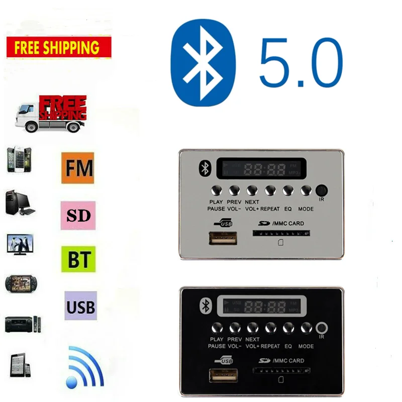 

BT TF USB FM Aux Radio MP3 Player Integrated Car USB Bluetooth Hands-free MP3 Decoder Board Module Audio refitting
