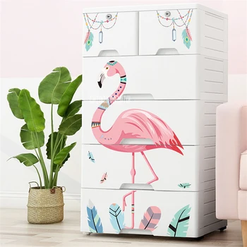 

95105/95115 Children Toy Plastic Organizing Cabinet Large Capacity 5-Tier Pp Drawer Type Clothes Storage Cabinet With Lock Wheel