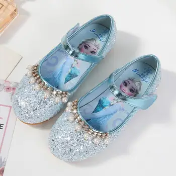 

Kids Wedding Dress Leather Shoes Children Elsa Princess Sandals Pink Blue Leather Shoes For Girls Casual Shoes Beach Sandals