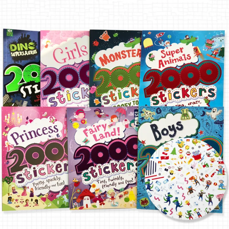 

2000 stickers English activity book for children/animal/princess/farm/Alien/Halloween stickers for boys and girls gifts toy