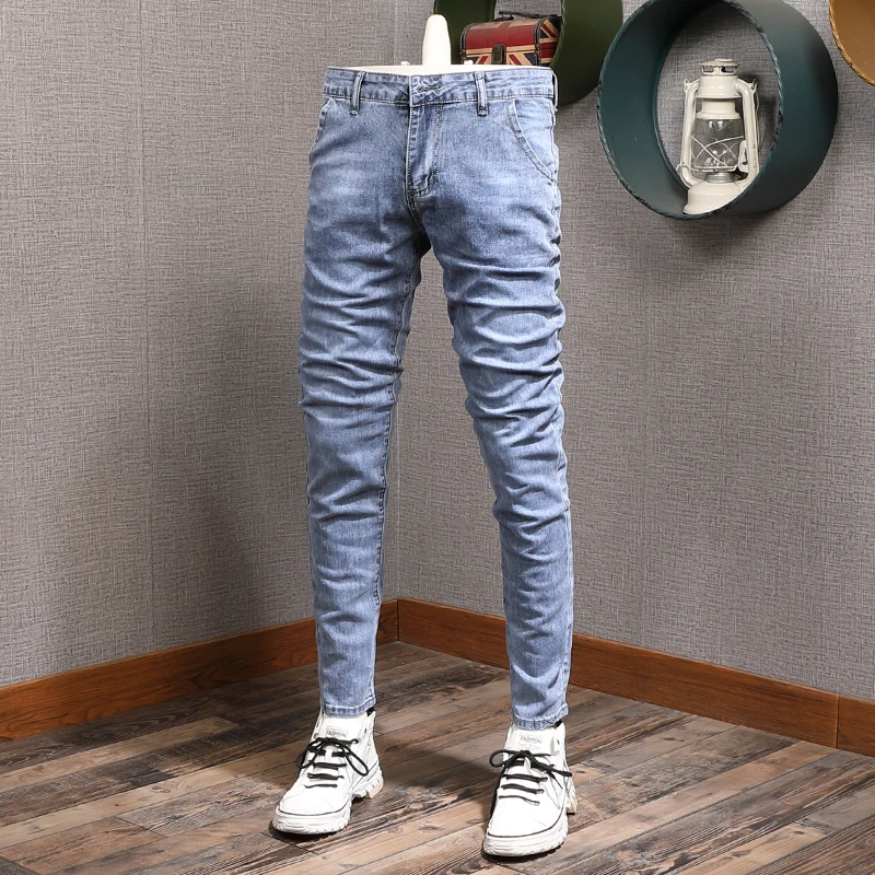 Summer Light Blue Jeans Men Casual 