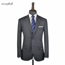Изготовленный на заказ, брендовый высококачественный классический серый костюм в тонкую полоску 160 s, деловой костюм(пиджак+ штаны