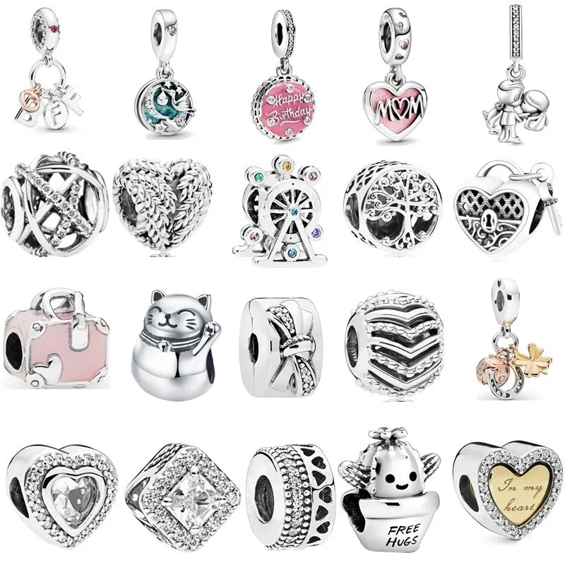 AIFEILI Новый бант счастливая кошка мама ключ бусина подходит к оригинальной Pandora