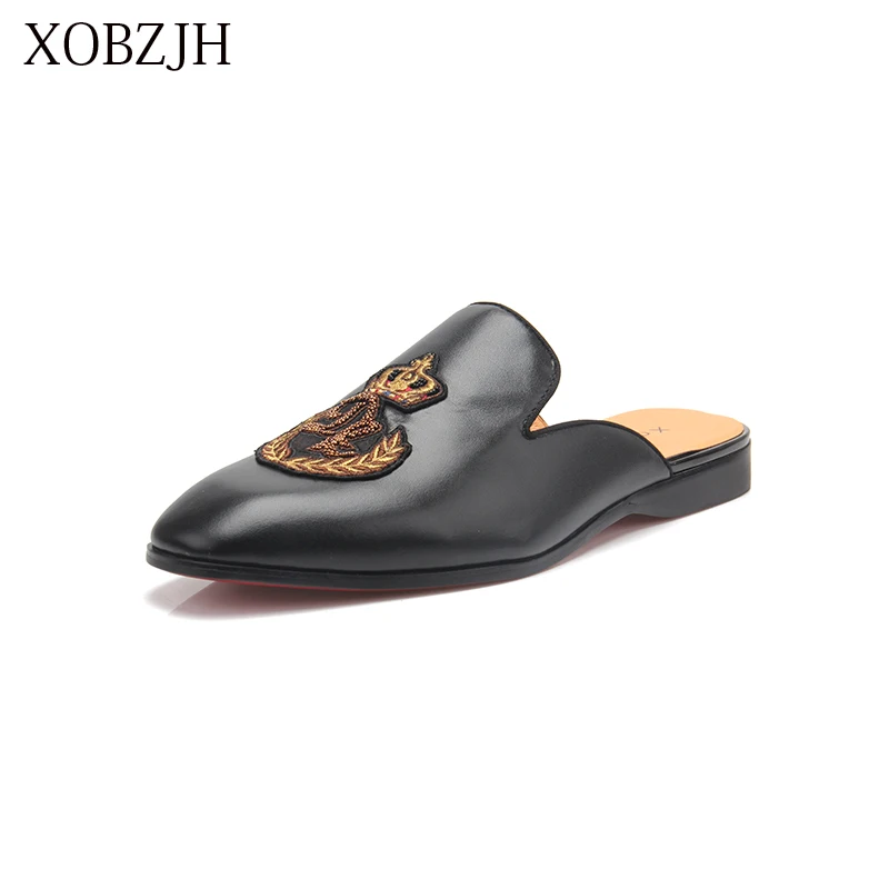 XOBZJH 2019 Men Shoes Man Summer Party Shoes Men New Handmade Leisure Flats Leather Loafers Shoes Black Size Shoes