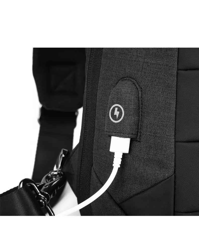 Мужская Водонепроницаемая USB нагрудная сумка, рюкзак, многофункциональная Повседневная сумка на плечо для мобильного телефона, ноутбука, путешествий, спорта на открытом воздухе