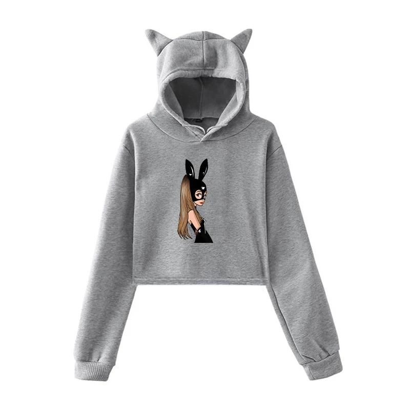 902-14 Ariana Grande, укороченная Женская толстовка, Harajuku, толстовки, розовая одежда, пуловер, толстовка для девочек-подростков, уличная одежда, топы - Цвет: 902-14