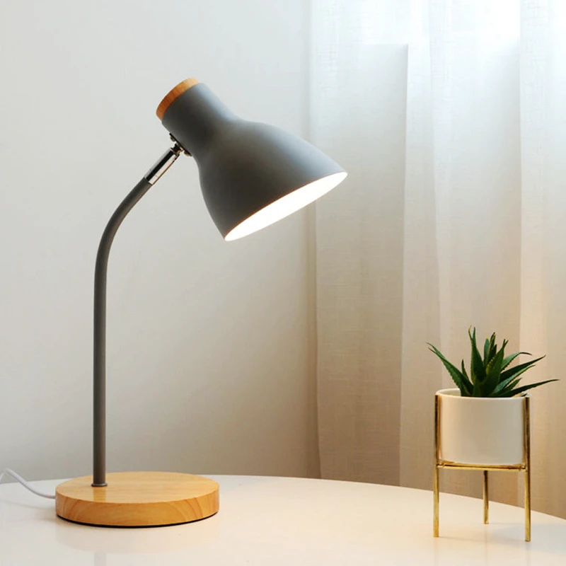 Multi Angle Wooden Art Iron LED Folding Nordic Style Desk Lamp Eye Protection Reading Table Lamp Living Room Bedroom Home Decor|Desk Lamps| - AliExpress