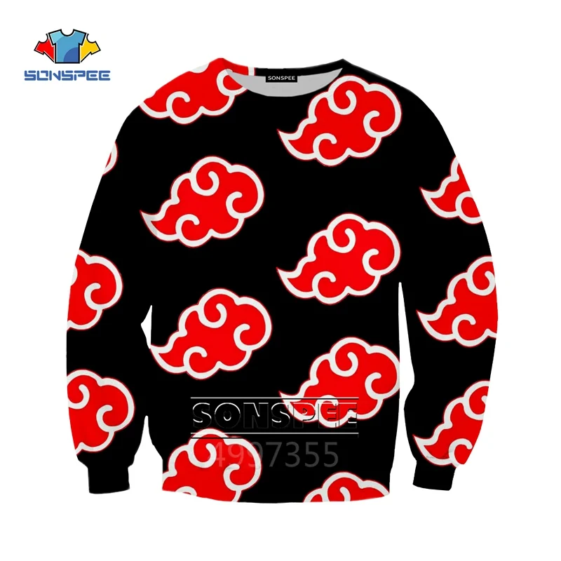 SONSPEE Naruto Akatsuki Harajuku/Детские толстовки с 3D принтом; детская одежда для мальчиков и девочек-подростков; топы; пуловер с длинными рукавами; SW157