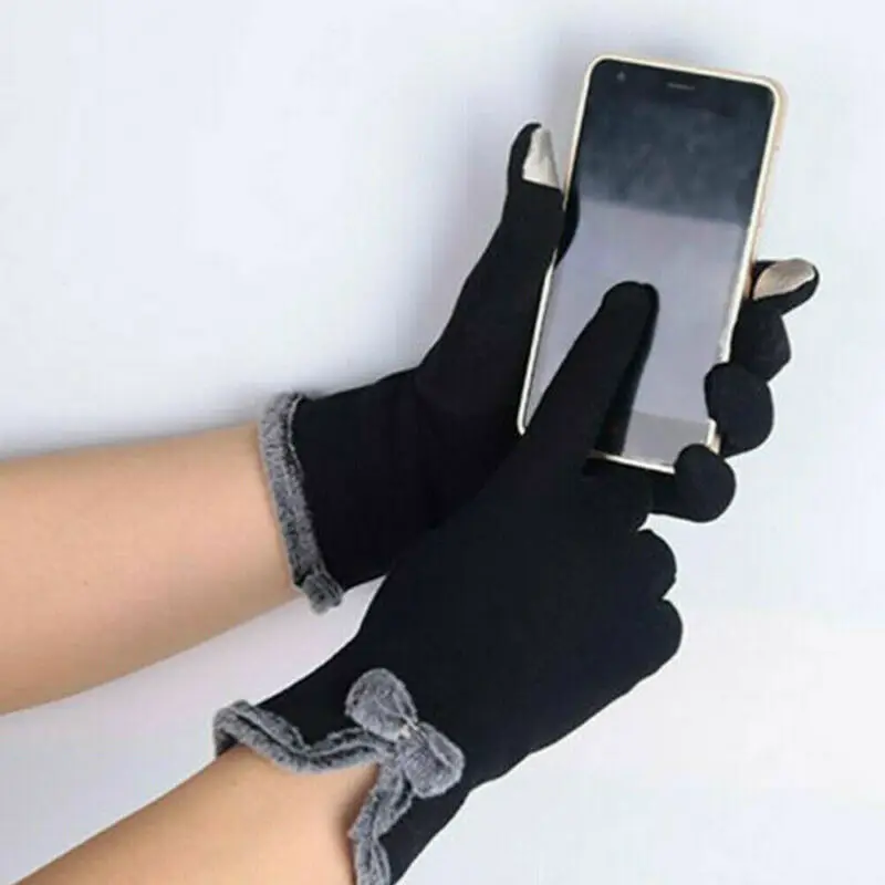 Full Finger Gloves Mitterns Womens Winter Fleece Thermal Touch Screen Faux Fur Thicken Warm Wrist Mitten | Аксессуары для одежды