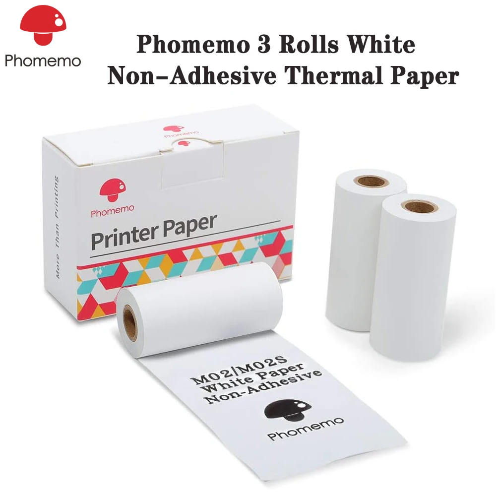 

Phomemo White Non-Adhesive Thermal Roll Paper Black Character Durable for Phomemo-M02/M02S/M02Pro Photo Printer Free Shipping