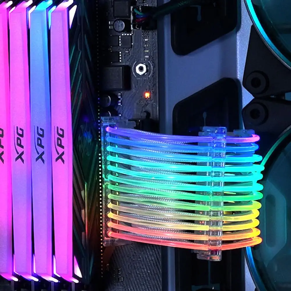 Прочный неоновый RGB материнская плата кабель шасси удлинитель питания 24Pin 5V PC Case