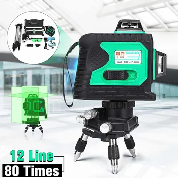 

Laser Level 12 Lines 3D Level with Tripod Base Self-Leveling 360 Horizontal And Vertical Cross Super Powerful Green Laser Levels