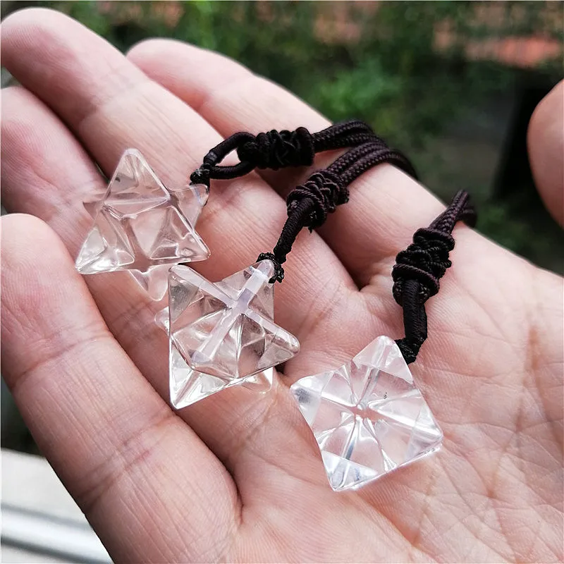 Natural stone quartz white crystal pendant pendulum merkaba pendants chakra pendule suspension healing 5