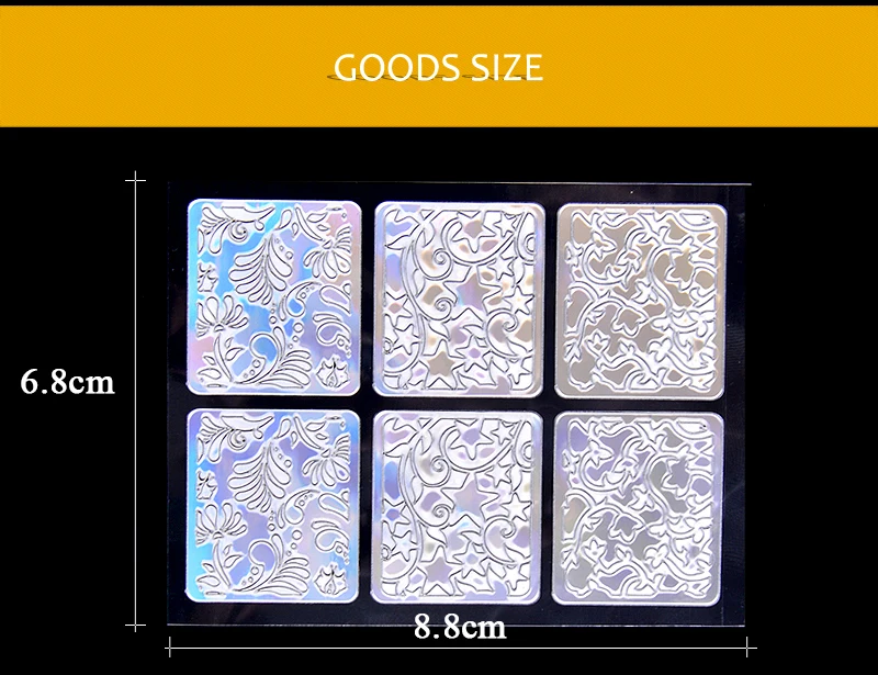 144 Tips/Set Nail Art Hollow Stickers Laser Star 3D DIY Vinyls Image Transfer Stencil Template Tips Guide Stamp Manicure Decals