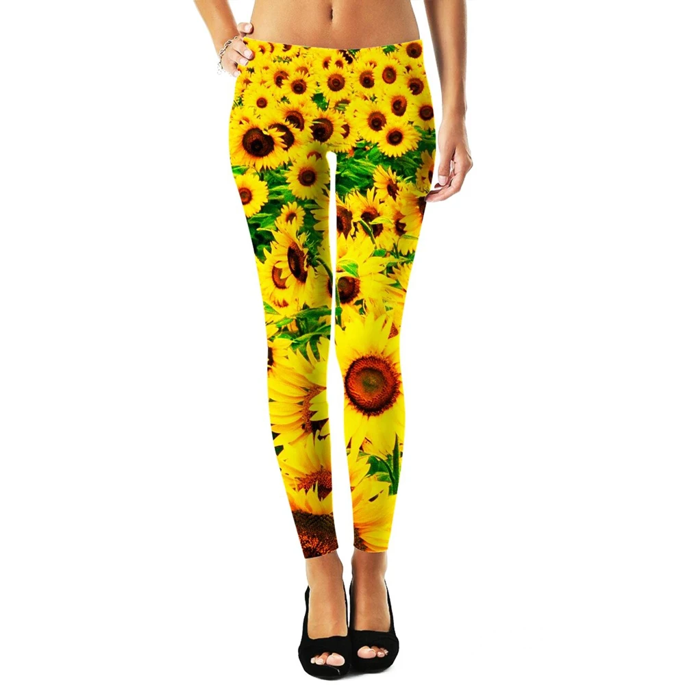 Women Leggings Fashion 3D Digital Printing Weed/Palm Trees/Sunflower Leggings Sexy Elastic Female Skinny Leggings Gothic DDK3 - 6