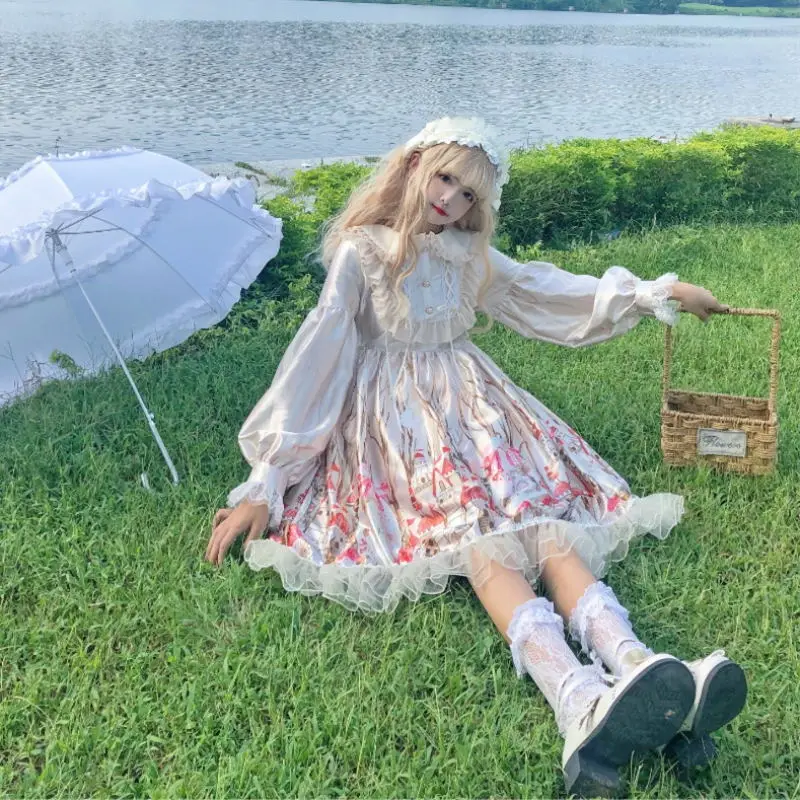 Kawaii/платье лолиты Осеннее сказочное японское мягкое платье для девочек с