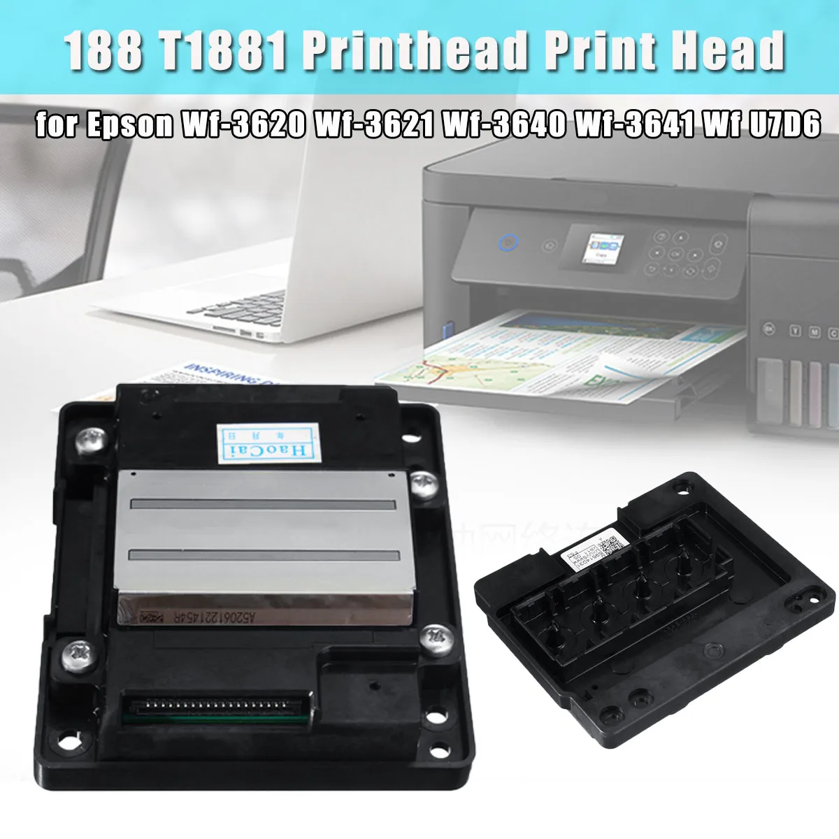

188 T1881 Printhead Print Head for Epson WF-3620 WF-3621 WF-3640 WF-3641 WF-7110 WF-7111 WF-7610 WF-7611 WF-7620 WF-7621 L1455