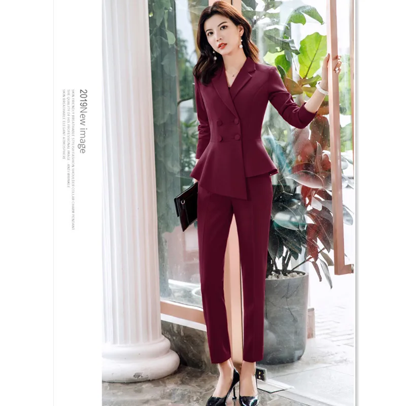 DRD pant suit Брючный костюм, офисная одежда, 4XL размера плюс, комплект из 2 предметов, Блейзер, куртка, брюки, костюм для интервью, деловой женский Рабочий костюм ow0519 - Цвет: DRD pant suit
