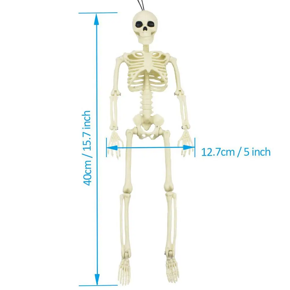 16 Inches Simulation Halloween Human Skeleton Ghost Festival Movable Skull Ornament Halloween Party Decoration Props Skeleton