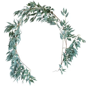 

4Pcs 5.6-Foot Willow Vine Branches Leaf Garland String Door Green Garland Indoor and Outdoor Set for Wedding Home Decor