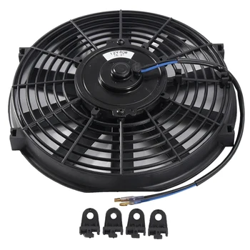 

10 Inch 12V 80W 2100Rpm Straight Black Blade Electric Cooling Radiator Tank Fan Mounting Kit Universal