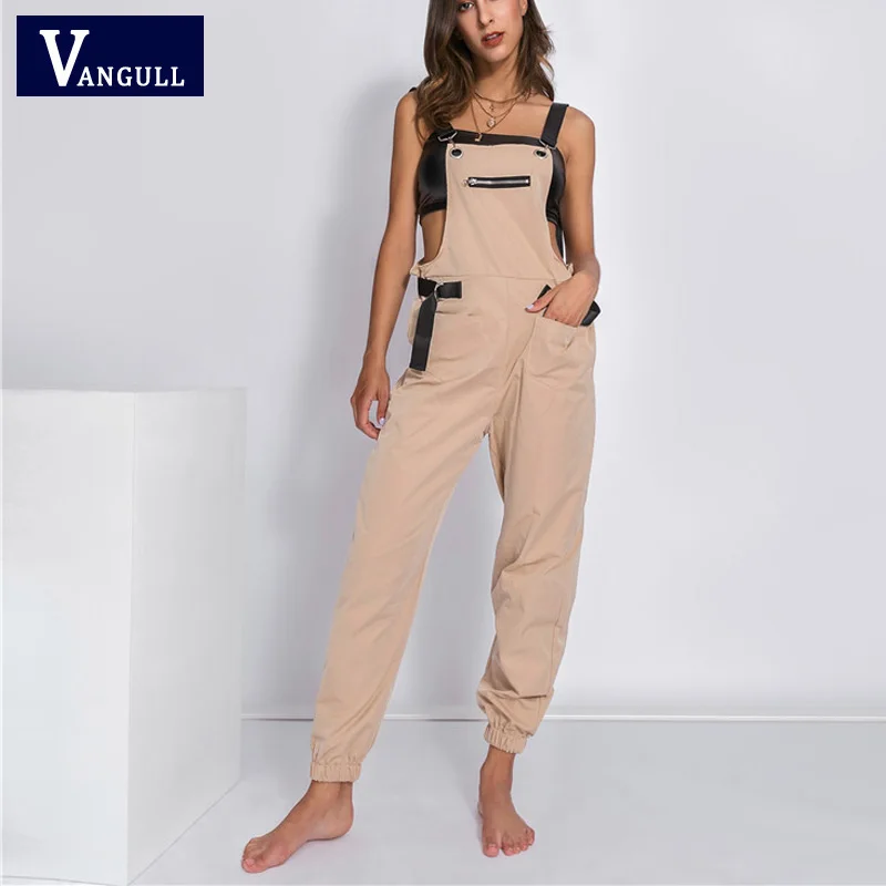 Vangull с открытыми плечами комбинезон для женщин длинный 2019, новая мода весенние осенние брюки-ромперы женский ремень Комбинезоны для уличная