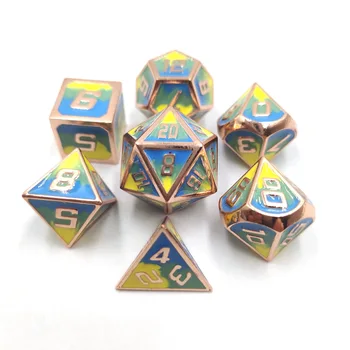 

Polyhedron starlight metal dice suit zinc alloy and enamel solid metal used for DND game tabletop RPG silver party entertainmen