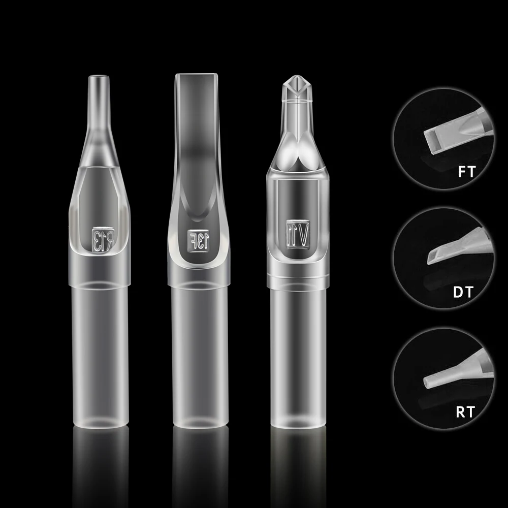 Tattoo Clear Tips Disposable Short Tip Plastic Needle Tips Tattoo Needle Tubes RT FT DT Body Art Supply 25/50Pcs