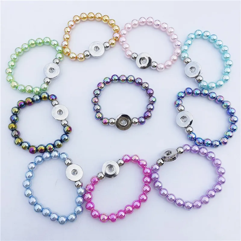 

Teen Girls 15cm Length Colorama Solid Plastic Beads 18mm Snap Buttons Bracelet Children Jewelry