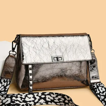 

2020 popular Ladies Bag Broadband Silver Color Cross-Body Bag Women's Leather Bags
