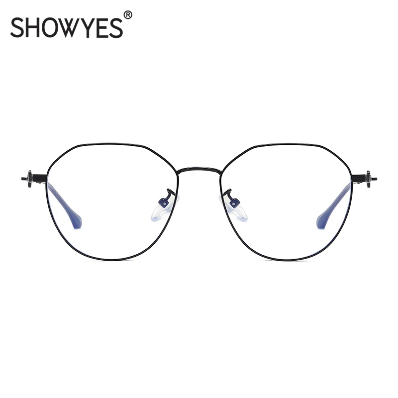 SHOWYES, новая мода, анти-голубые линзы, очки для женщин, неправильная оправа большого размера с сердцем, металлические компьютерные игровые очки 033