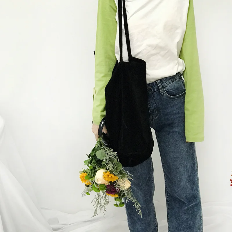 Женская модная Вельветовая дизайнерская сумка на плечо, большая Вместительная женская сумка-тоут, складная многоразовая сумка для покупок с тонким ремешком cl
