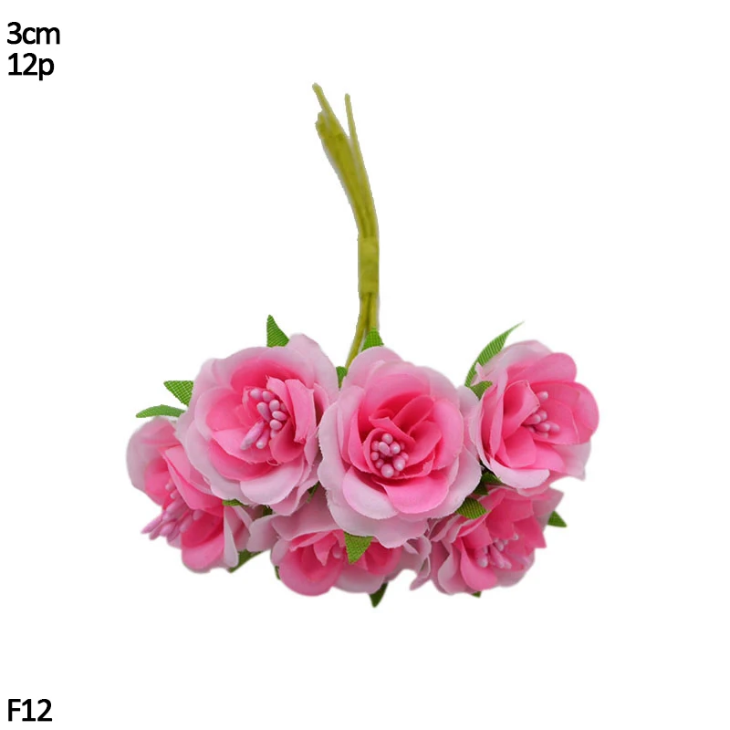 Розовый искусственный цветок тычинки смешанный Гибридный цветок вишня тычинки ягоды для DIY Рождественский венок Ремесло торт свадебное украшение - Цвет: F12-12pcs pink