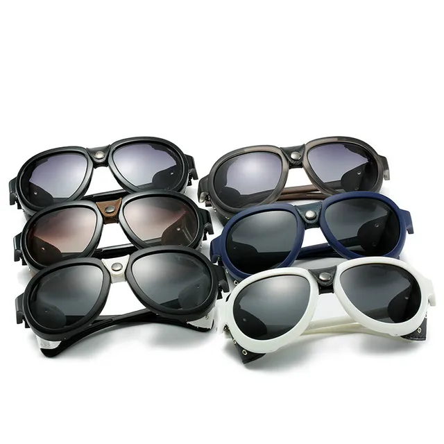 Gothic Steampunk Sunglasses for Women Men Retro Vintage Punk Rivet Wrap Goggles Sunglasses with Leather Eyewear 3