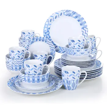 

VEWEET BALA 32-Piece Porcelain Ceramic Dinnerware Tableware Plate Set with Dinner Plate,Dessert Plate,Cereal Bowl and 380ML Mug
