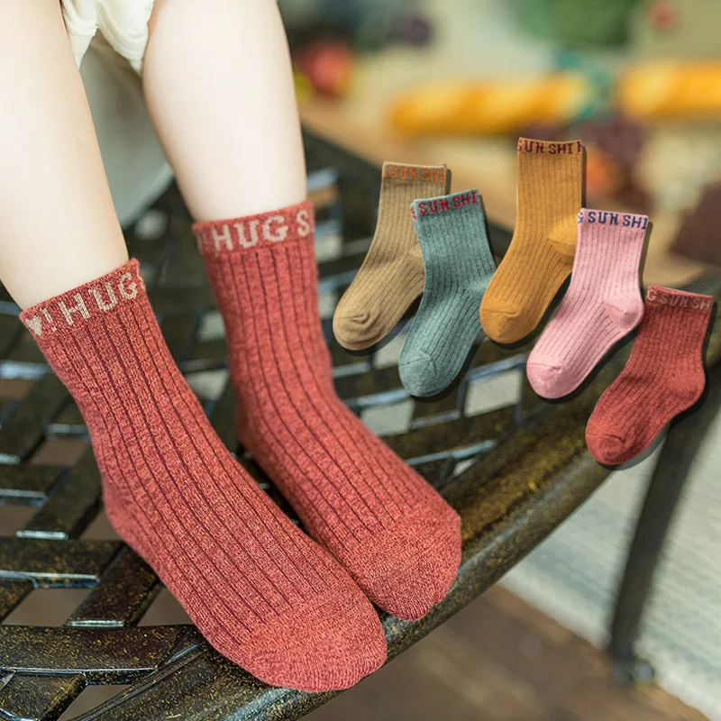 

19-In Hose Socks Children Tube Socks Cotton Socks And Line Spring, Autumn And Winter Men And Women Baby Socks 5-pair Pack